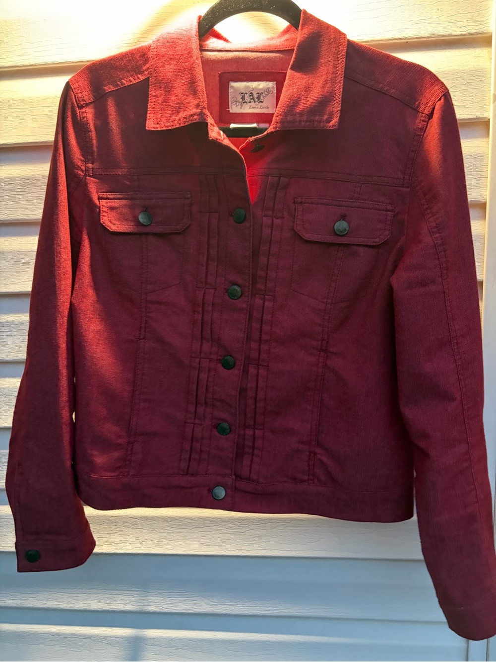 Live A Little Red Stretch Denim Jacket Women’s Large L